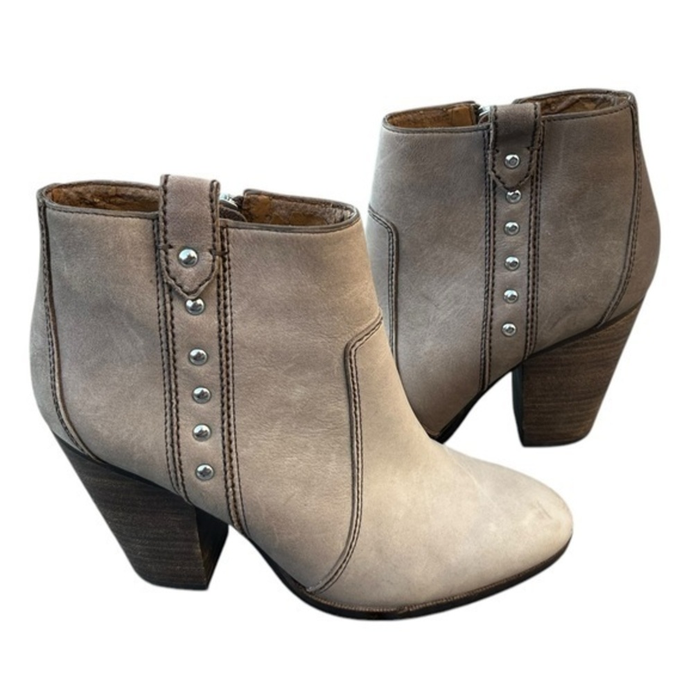 Coach Haven Tan Leather Studded Ankle Booties- Size 6B